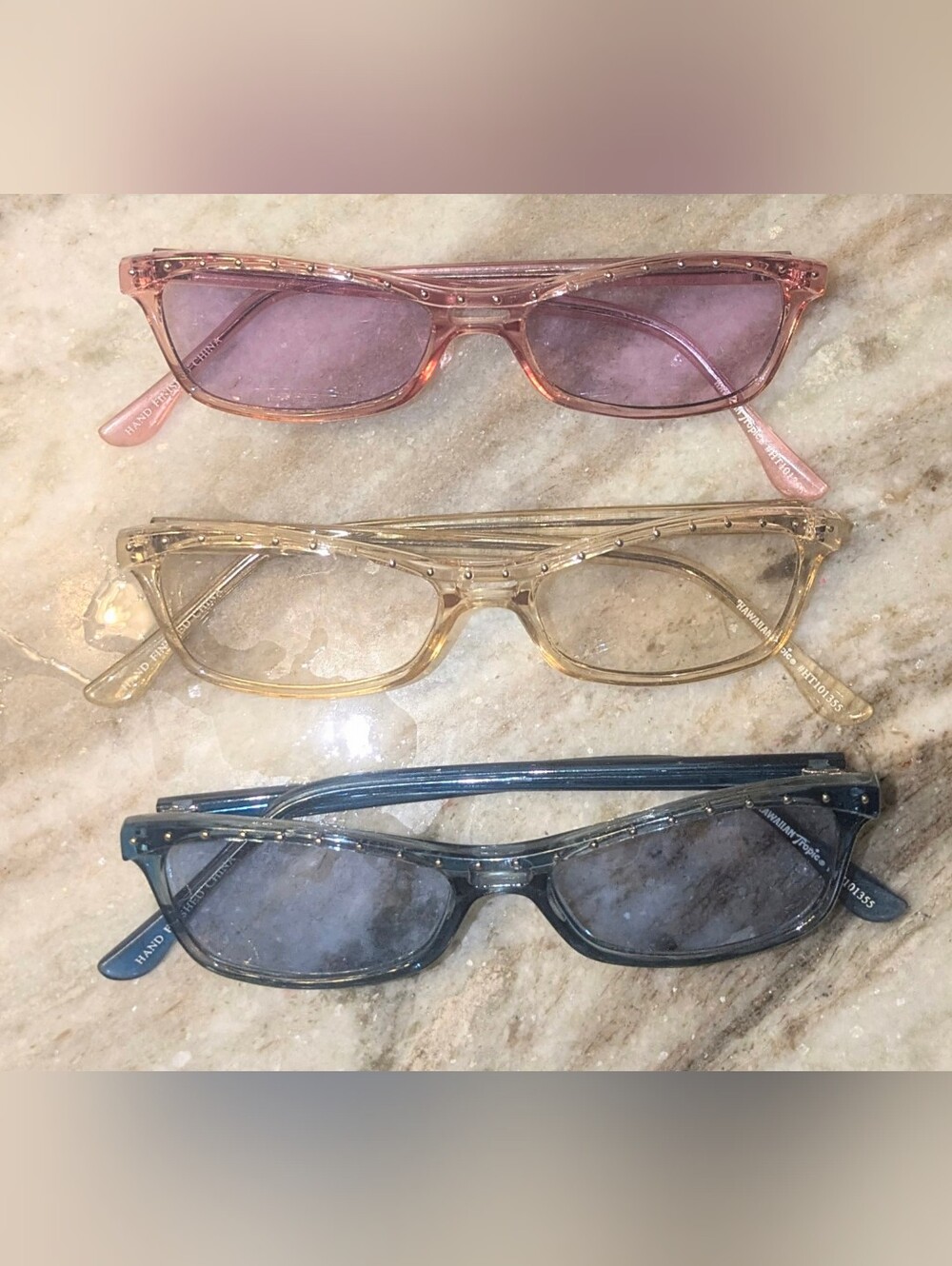 ☀️ Vintage Y2K Hawaiian Tropic Rhinestone Cat-Eye Sunglasses Set of 3 Colors☀️